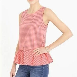 J. Crew Gingham Plaid Red Tank With Double Bow Back - Women’s Size XS
